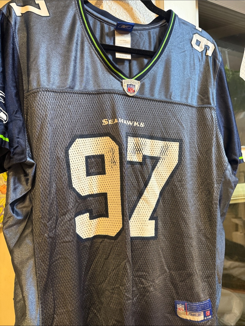 Seattle Seahawks #97 Football Jersey Navy and White
